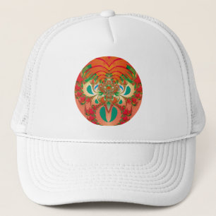 Gorra De Camionero Arte abstracto búho rojo