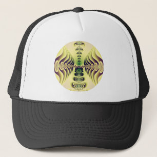 Gorra De Camionero Arte abstracto de simetría fractal verde lima