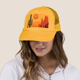 Gorra De Camionero Arte colorido del desierto del sudoeste