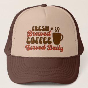 Gorra De Camionero Arte con palabras de café recién hecho
