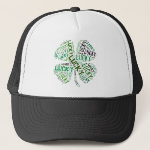 Gorra De Camionero Arte con Palabras de Trébol de la Suerte