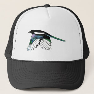 Gorra De Camionero Arte conocido de encargo del pájaro de la urraca