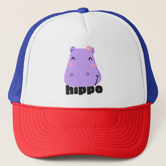 Gorra De Camionero Arte Cute Kawaii Hippo (Anverso)