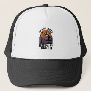 Gorra De Camionero Arte de árbol espeluznante vintage de puesta de so