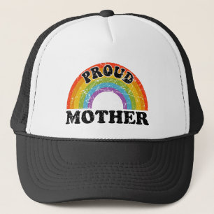 Gorra De Camionero Arte de arcoíris de madre orgullosa Groovy vintage