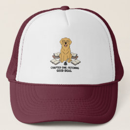 Gorra De Camionero Arte de Caligrafía Perro Retriever Dorado Escritor
