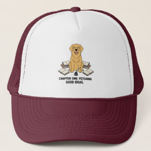 Gorra De Camionero Arte de Caligrafía Perro Retriever Dorado Escritor