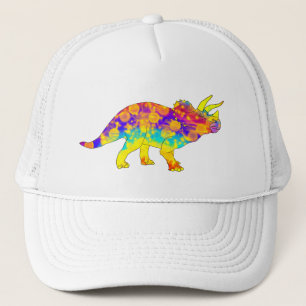 Gorra De Camionero Arte de dinosaurio triceratops funky colorido lind