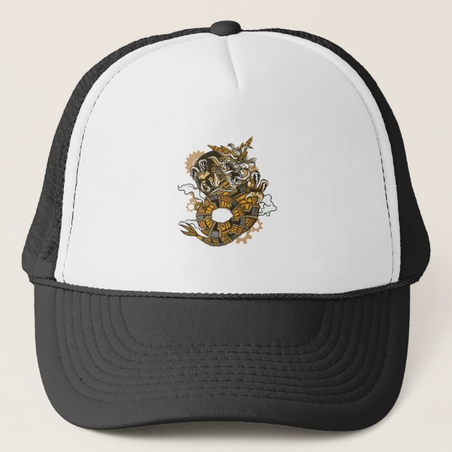 Gorra De Camionero Arte de dragón steampunk (Anverso)