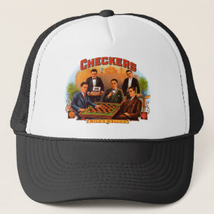 Gorra De Camionero Arte de etiquetas de cigarro vintage, cheques leve