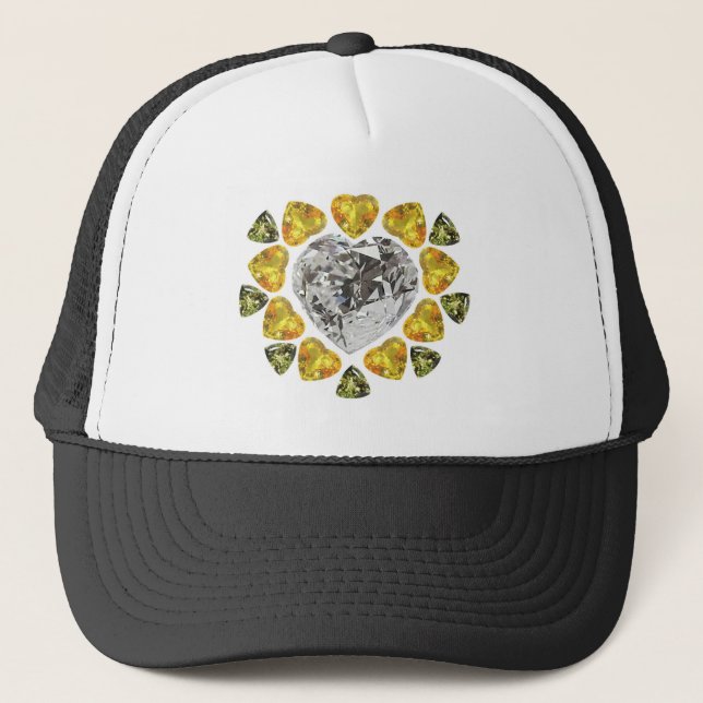Gorra De Camionero Arte de Heart Diamond Gemstone (Anverso)