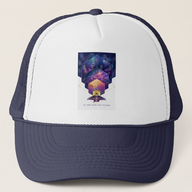Gorra De Camionero Arte de Ilustracion del telescopio espacial James  (Anverso)