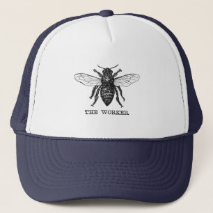 Gorra De Camionero Arte de ilustración vintage de abeja trabajadora