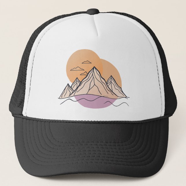 Gorra De Camionero Arte de la línea de montaña (Anverso)