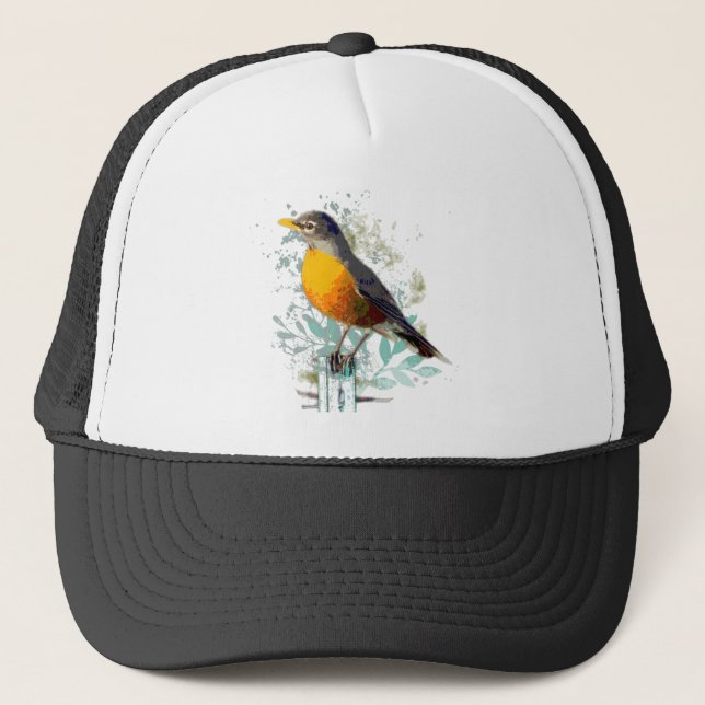 Gorra De Camionero Arte de la Naturaleza de la Vida Silvestre Robin B (Anverso)