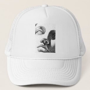 Gorra De Camionero Arte de matriz de puntos: Cara de mármol clásica