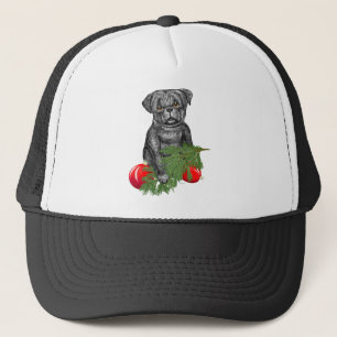 Gorra De Camionero Arte de Navidades adorables con cachorros negros