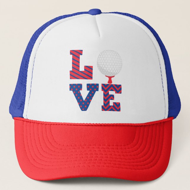 Gorra De Camionero Arte de Palabra de Amor de Golf (Anverso)