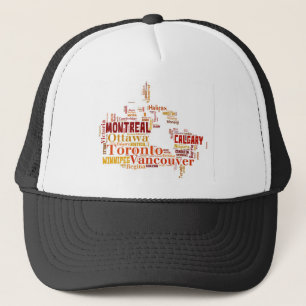 Gorra De Camionero Arte de palabras de ciudades de Canadá