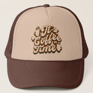 Gorra De Camionero Arte de palabras de tiempo de café retro