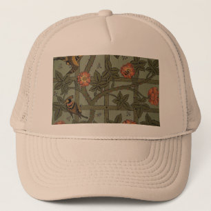 Gorra De Camionero Arte de papel pintado de enrejado de William Morri