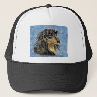 Gorra De Camionero Arte de perro - Marcus de arte de Dachshund, larga