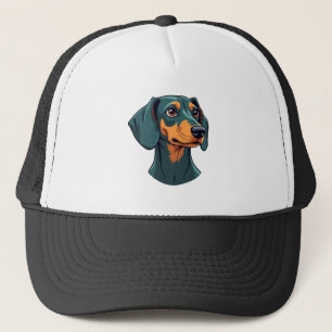 Gorra De Camionero Arte de retrato de Dachshund vintage ilustración r