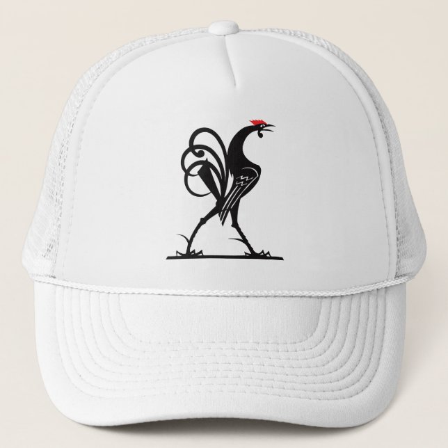 Gorra De Camionero Arte de Silueta de Gallo Abstracto (Anverso)