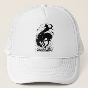 Gorra De Camionero Arte de silueta de rodeo de vaquero dinámico