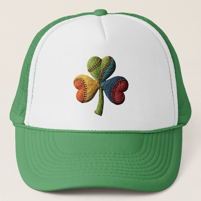 Gorra De Camionero Arte de St. Patrick's Day Baseball Lucky Clover Ya (Anverso)