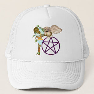 Gorra De Camionero Arte del pixel del búho, del dragón y del