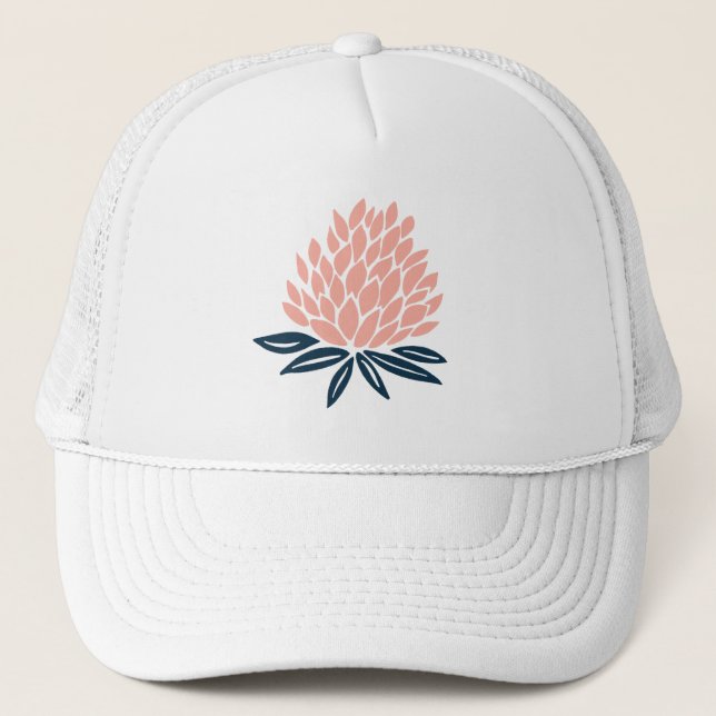Gorra De Camionero Arte dulce rosa azul Lotus Flower (Anverso)