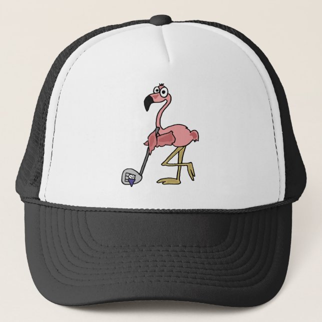 Gorra De Camionero Arte Golfing del flamenco rosado divertido (Anverso)