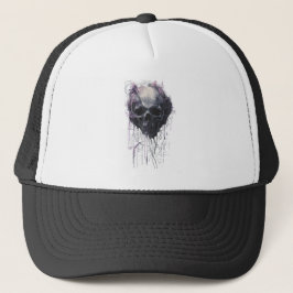 Gorra De Camionero Arte oscuro abstracto grunge de cráneo etéreo