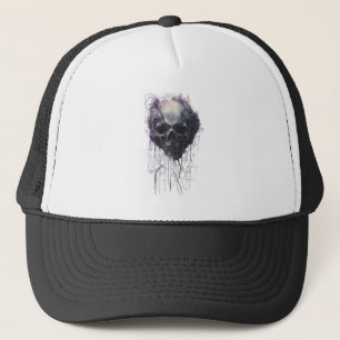 Gorra De Camionero Arte oscuro abstracto grunge de cráneo etéreo