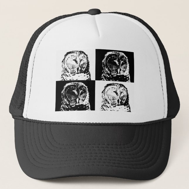 Gorra De Camionero Arte pop de búho barred B/W (Anverso)