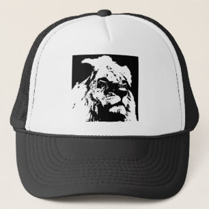 Gorra De Camionero Arte pop de león blanco y negro