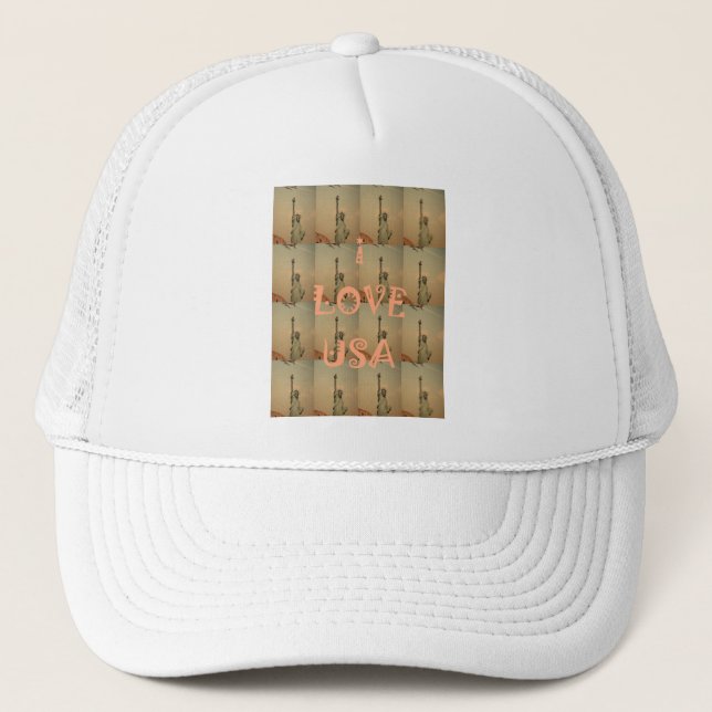 Gorra De Camionero Arte pop patriótico: Diseño de arte gráfico "I Lov (Anverso)