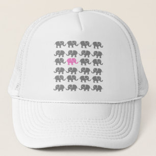 Gorra De Camionero Arte rosado y gris del elefante