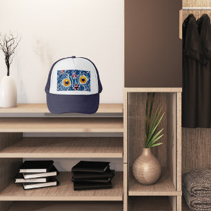 Gorra De Camionero arte único de gato azul marino