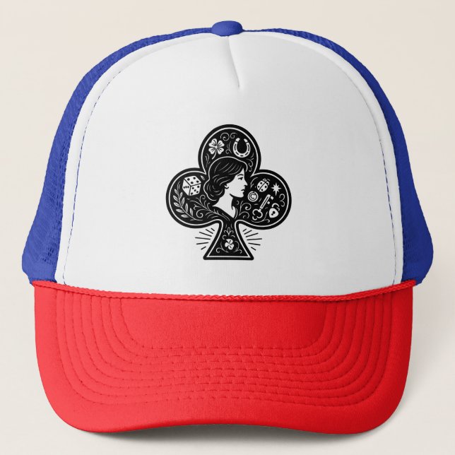 Gorra De Camionero As de Clubs — Lady Luck Cameo (Anverso)