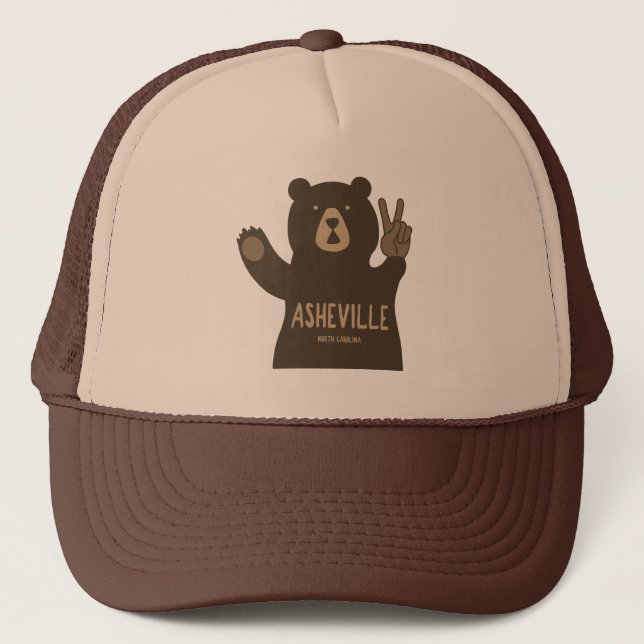 Gorra De Camionero Asheville North Carolina Peace Bear (Anverso)