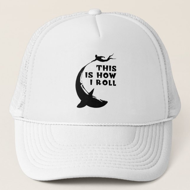 Gorra De Camionero Así Es Como Pavo - Scuba Buceando Con Tiburón (Anverso)
