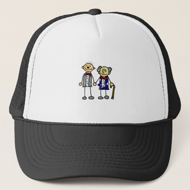 Gorra De Camionero Asiático blanco de los viejos pares gay (Anverso)