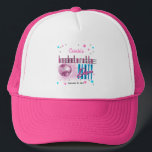 Gorra De Camionero Aspecto Retro de Neón de los 70's Bola de Discotec<br><div class="desc">Vuelve a viajar a los 70 y diviértete en el lado salvaje con este diseño retro de bola de discoteca "Bachelorette Disco Party" en rosa, azul eléctrico e incluyendo texto en tono rosa y plateado con estrellas en tonos rosa, azul y plateado (no de lámina metálica) - todo sobre un...</div>
