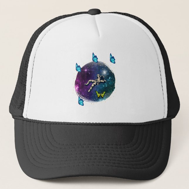 Gorra De Camionero astronauta con mariposa (Anverso)