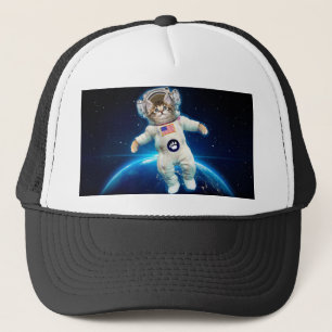 Gorra De Camionero Astronauta del gato en el espacio