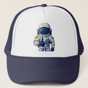 Gorra De Camionero astronauta en traje espacial mostrando pulgar haci