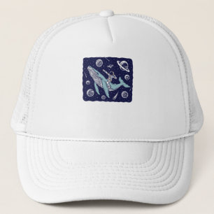 Gorra De Camionero Astronauta montando una ballena