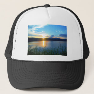 Gorra De Camionero Atardecer azul en el lago